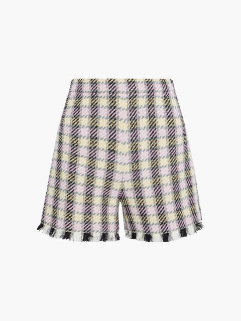 Oscar de la Renta Frayed gingham tweed shorts
