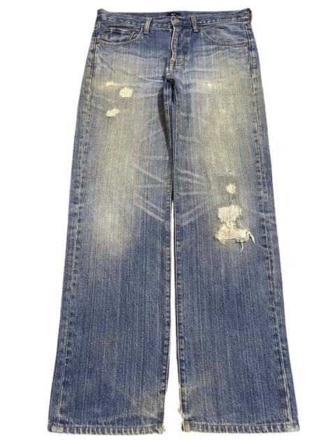Other Designers Japanese Brand - Vintage Japanese GU Blue Faded Wash Distress Loose Jeans