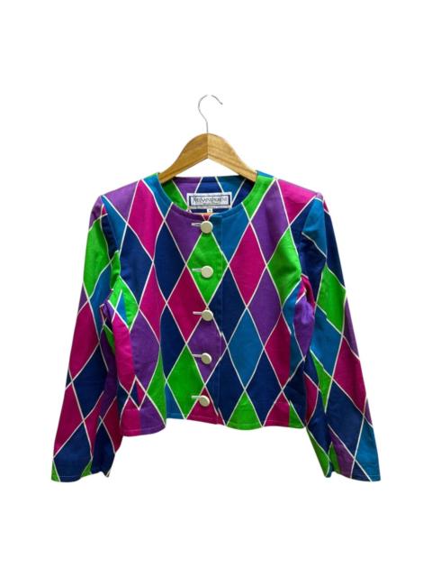 SAINT LAURENT 1988 YVES SAINT LAURENT HARLEQUIN DIAMOND CROPED JACKET