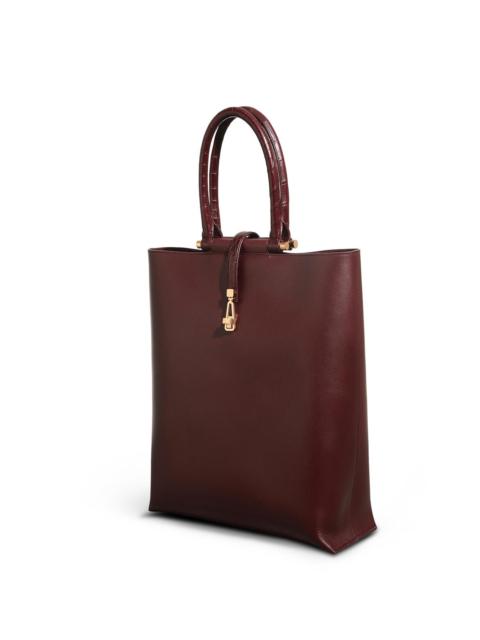 GABRIELA HEARST Vevers Tote Bag in Bordeaux Leather with Crocodile Leather Handle
