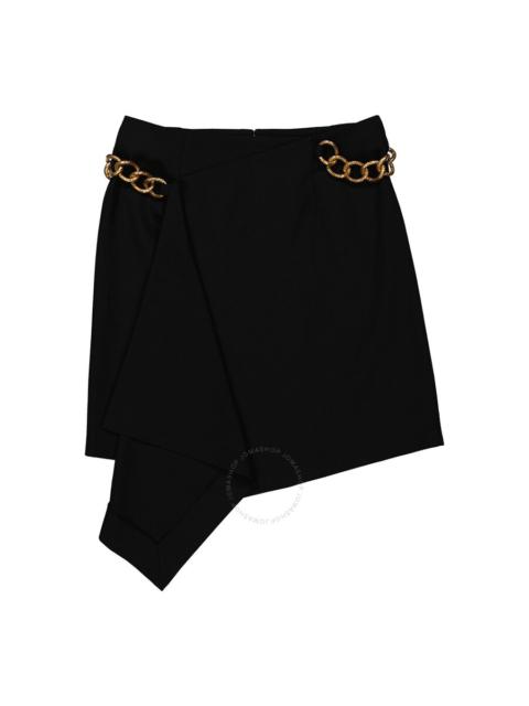 Givenchy Ladies Black Chain-detail Wrap Mini Skirt