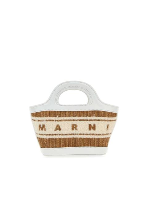 Marni Marni Two-tone Raffia And Leather Micro Tropicalia Summer Handbag