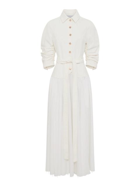 GABRIELA HEARST Delyth Shirtdress in White Recycled Cotton Denim & Linen