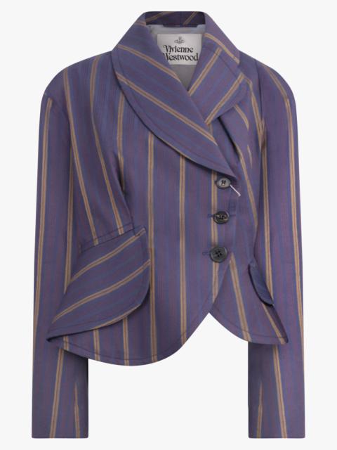 Vivienne Westwood STORMY ASYMMETRIC STRIPE JACKET | DUSK BLUE/MUSTARD