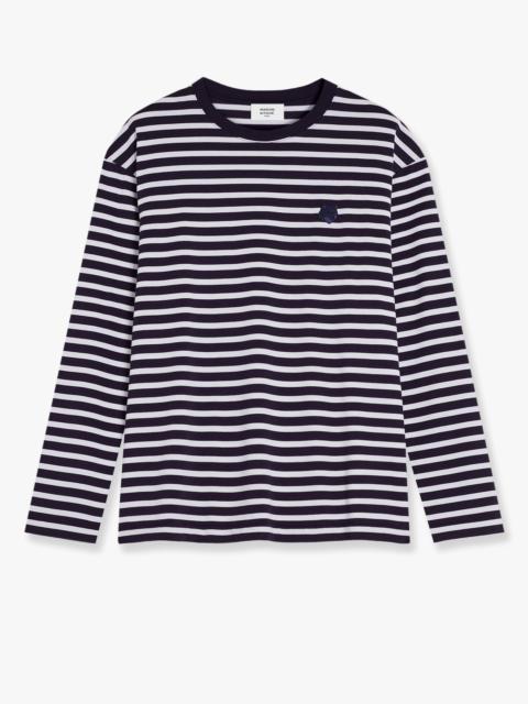 Maison Kitsune Striped Cotton Sweater With Iconic Logo Patch