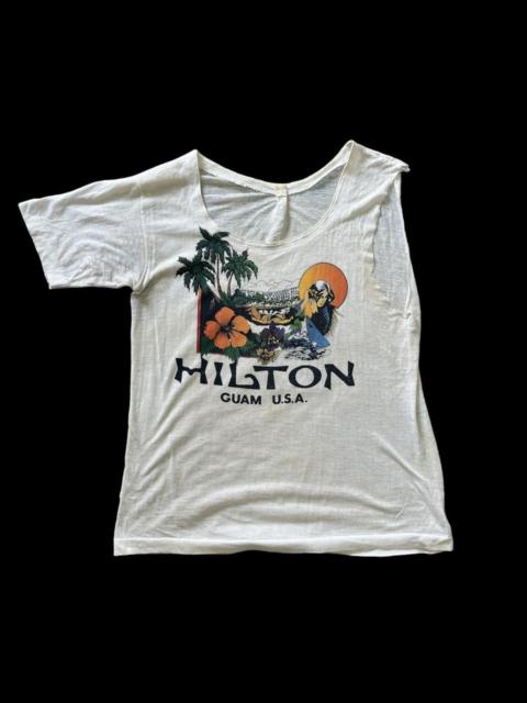 Other Designers Vintage 1970s Distressed Hilton Guam USA Rayon TShirt