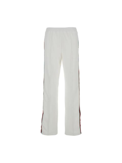 GUCCI White Joggers Pants With Logo Embroidery And Web Detail In Polyamide Woman