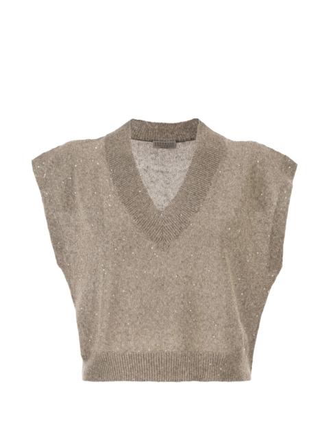 Brunello Cucinelli Brunello Cucinelli Sequinned V-neck Top