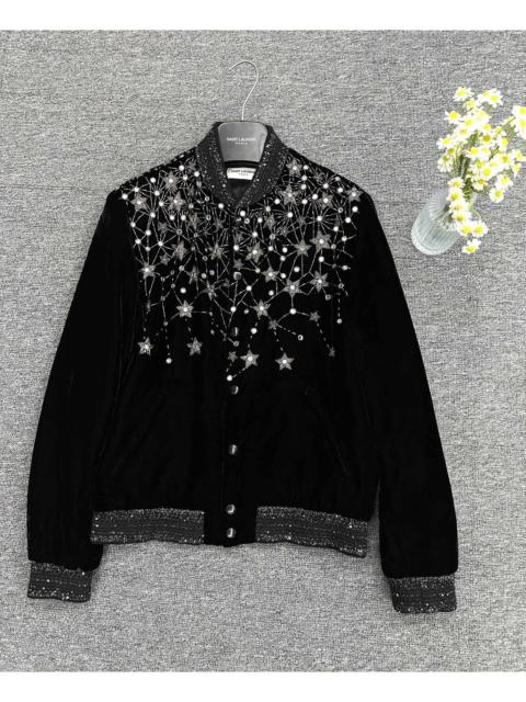 SAINT LAURENT SLP Velour embellished Crystal Stars Velvet Jacket