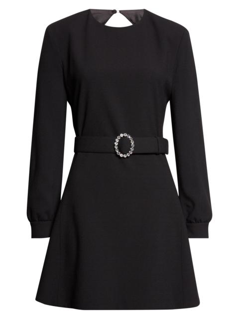 SAINT LAURENT Saint Laurent Crystal Belt Long Sleeve Open Back Minidress in Noir at Nordstrom
