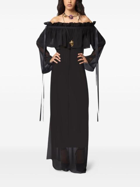 NINA RICCI ruffled-bow silk maxi dress