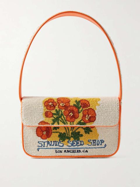 Tommy vegan-trimmed bead-embellished embroidered satin shoulder bag Multi