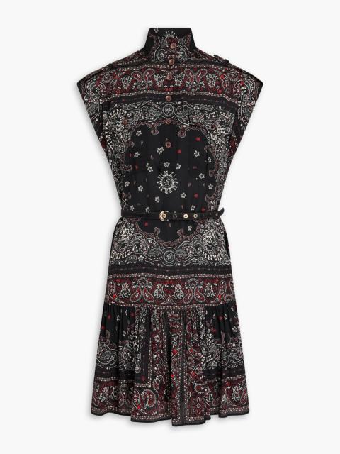 Zimmermann Belted paisley-print woven mini shirt dress