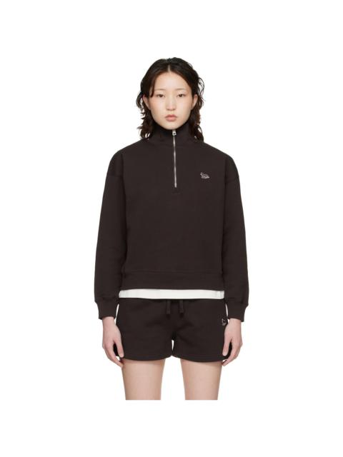 Maison Kitsuné Brown Baby Fox Half Zip Sweatshirt