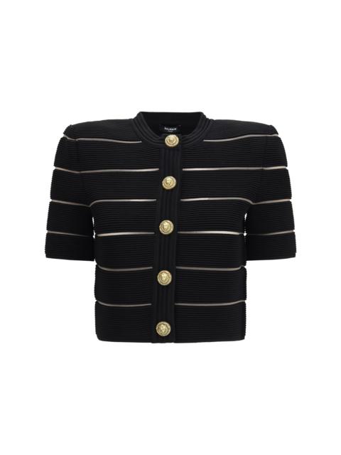 Balmain Balmain Short-sleeved Buttoned Cardigan Noir