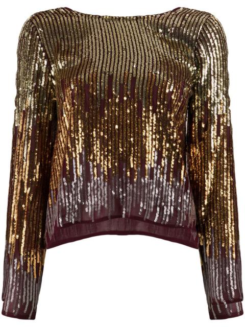 RIXO Bettina ombré sequinned blouse