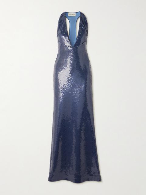 THE NEW ARRIVALS ILKYAZ OZEL Olympia Sequined Jersey Halterneck Gown