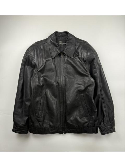 BALENCIAGA Vintage Balenciaga Padded Shoulder Zip Up Leather Jacket