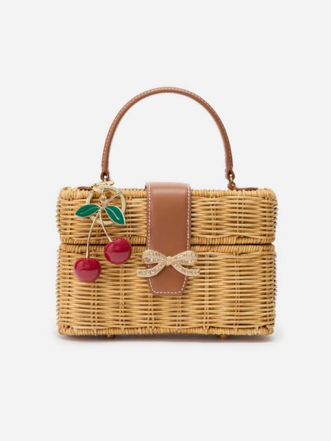 self-portrait Rattan Cherry Charm Mini Basket Bag
