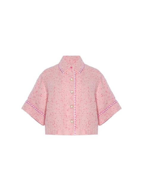 SIMKHAI Khloe Tweed Cover-Up Shirt pink