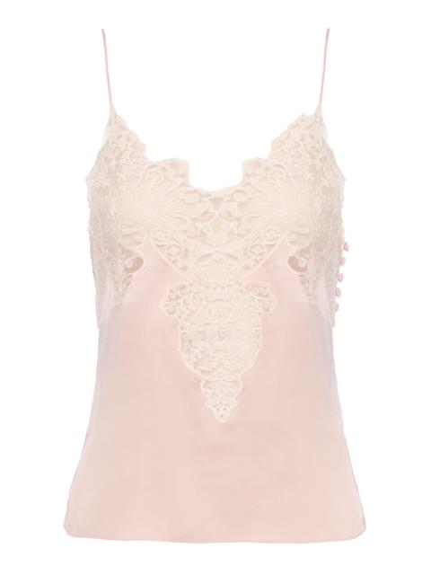 Chloé Lace-Trimmed Silk Satin Lingerie Top pink