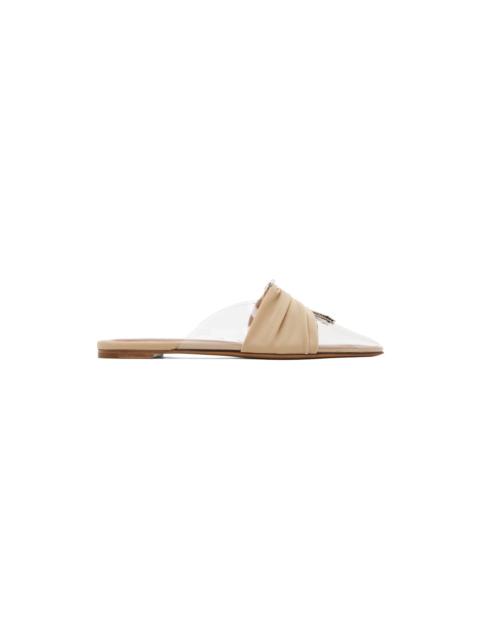 Beige Pointed Toe Mule Flats