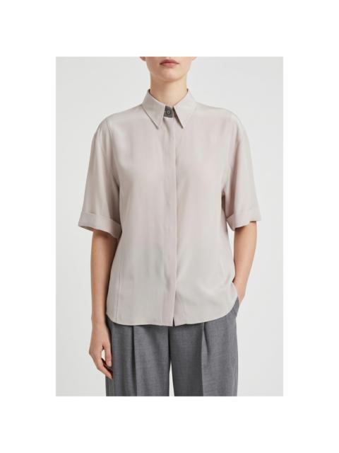 Brunello Cucinelli Brunello Cucinelli Light Pink Silk Oversized Shirt