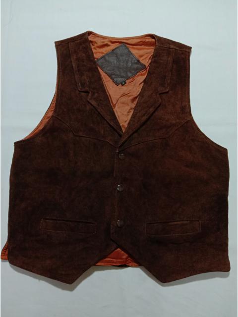 Other Designers Leather - Branded Leather Snap Button Vest Jacket