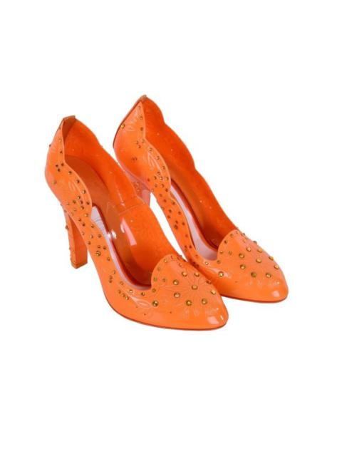 Dolce & Gabbana Cinderella PVC Rhinestones Pumps Heels Shoes Orange 06938
