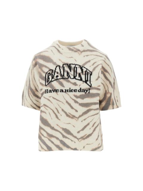 GANNI Ganni Women Knitted Top With Zebra-Striped Motif