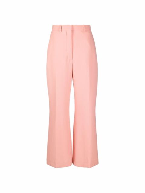 high-waisted merino flared trousers