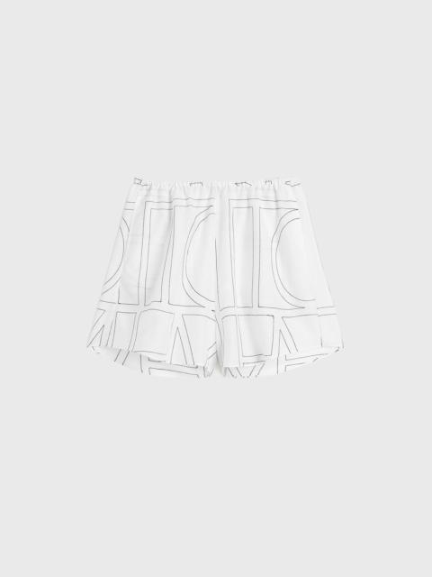 TOTEME Monogram cotton pj shorts white/black