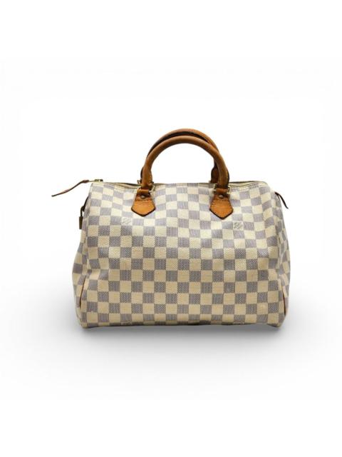 Louis Vuitton Speedy 30 Damier Azur Boston Handbag Purse with lock and key