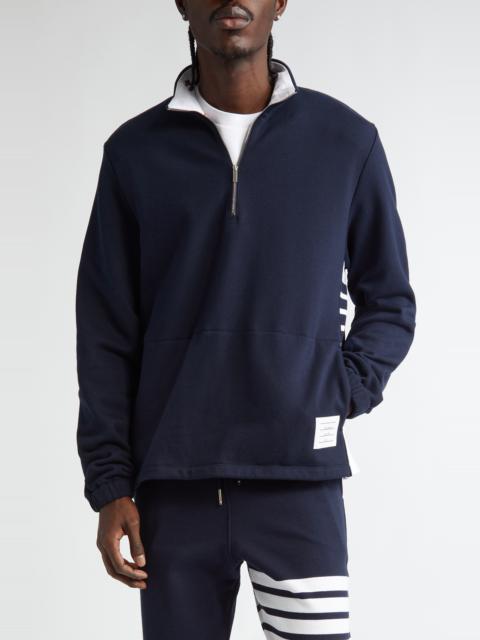 Thom Browne Thom Browne 4-Bar Stripe Funnel Neck Half Zip Sweatshirt in 415 Navy at Nordstrom