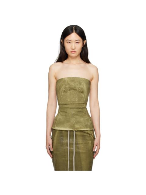 Rick Owens DRKSHDW Green Porterville Bustier Denim Top