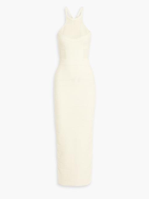 Other Designers Textured bandage and stretch-knit maxi dress