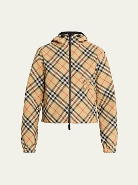 Burberry Reversible Check Crop Zip Jacket