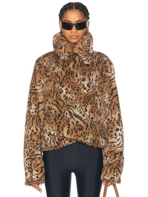 BALENCIAGA Leopard Shrunk Faux Fur Jacket