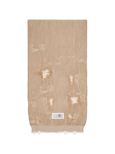 MM6 Maison Margiela Tan & White Amended Optical Ribs Scarf