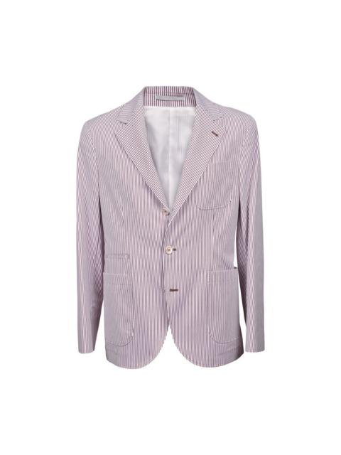 Brunello Cucinelli Brunello Cucinelli Men'S Burgundy Striped Deconstructed Blazer