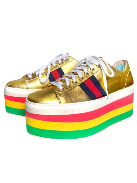 Gucci Peggy rainbow gold platform ace sneaker 38