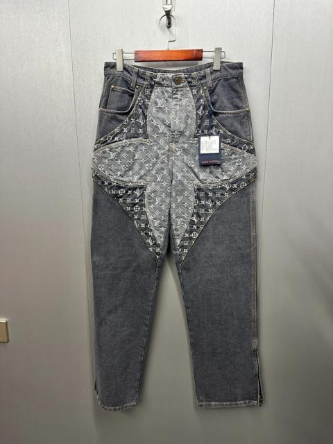 Louis Vuitton LOUIS VUITTON FW23 Logo Print Irregular Cut Casual Jeans