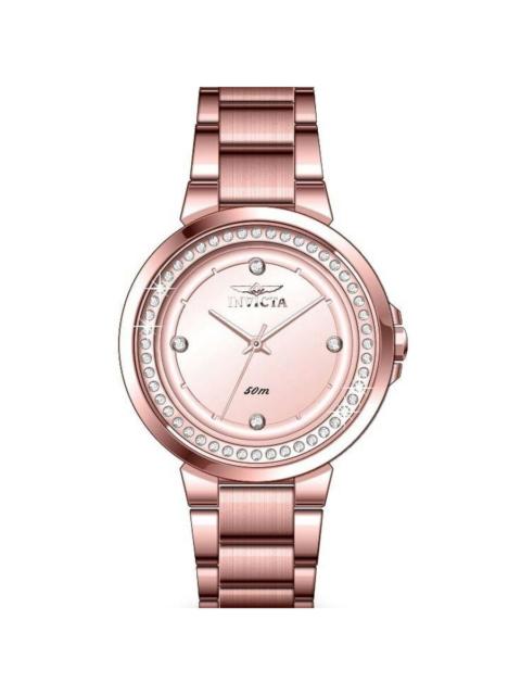 Other Designers Invicta Angel Quartz Crystal Rose Gold Dial Ladies Watch 50167
