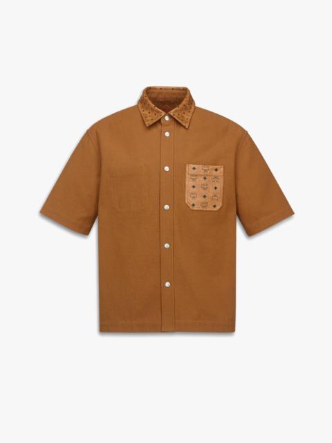 MCM Shirt in Cotton and Monogram Print Leather