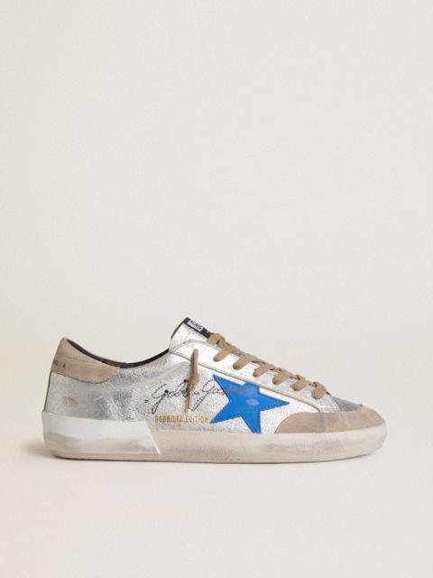 Golden Goose Men's Super-Star LTD in silver metallic suede with leather star and suede heel tab