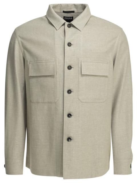 ZEGNA Zegna Overshirt Jacket In Linen And Wool Blend