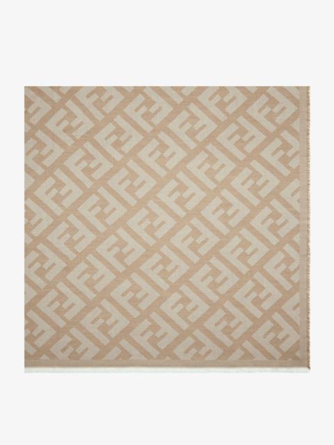 FENDI Beige wool and cashmere shawl