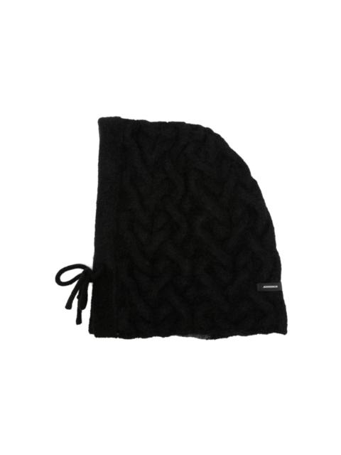 logo-patch chunky-knit balaclava