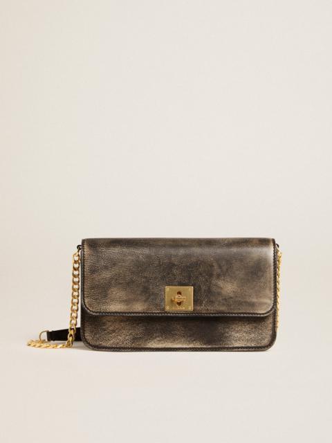 Golden Goose Gioia Bag in black vintage leather with gold details