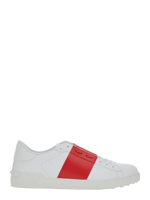 Valentino Valentino Garavani Men White Low Top Sneakers With Logo Tag And Rockstud Detail On The Back In Leath